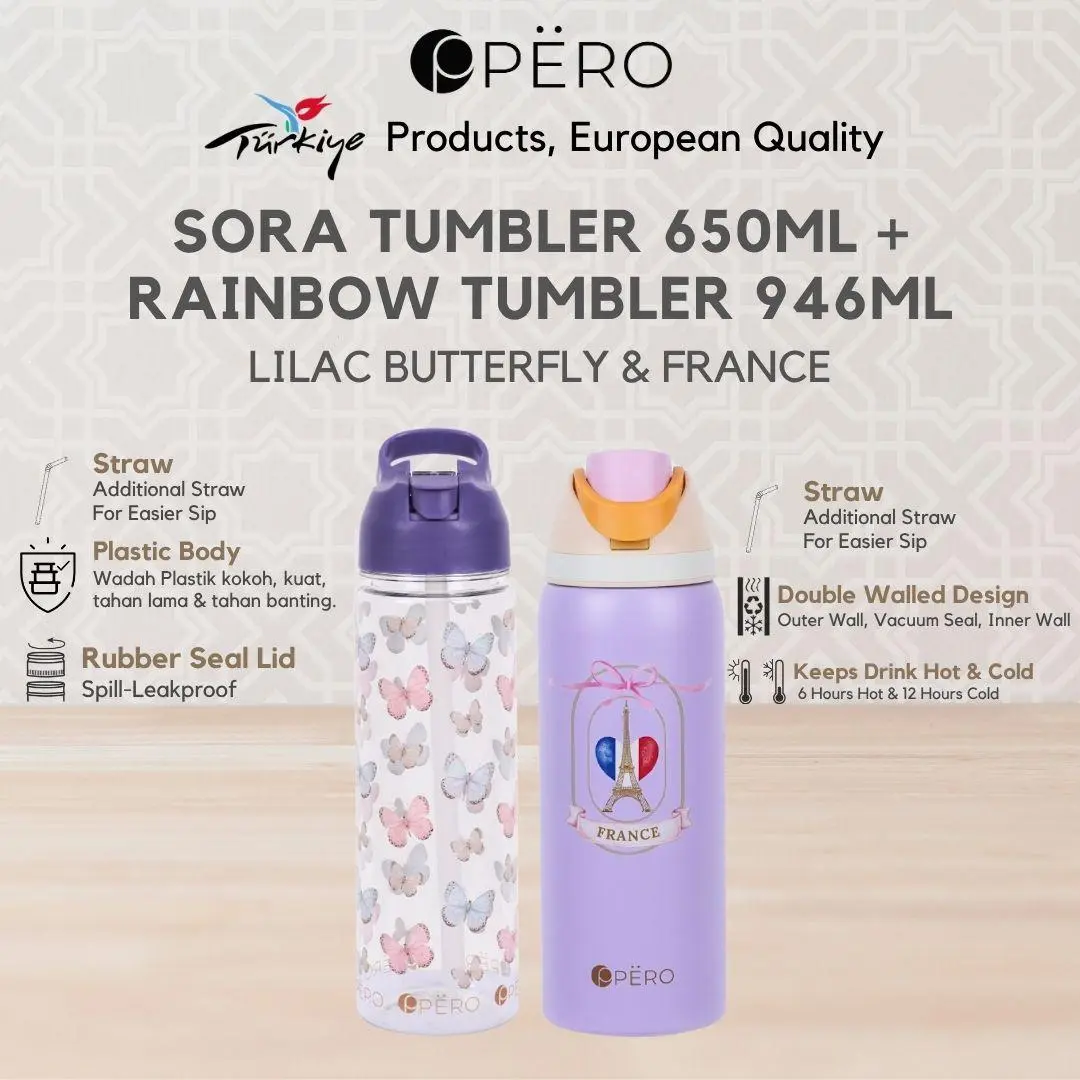 [KOKO PANCI PO 30 HARI] Pero Bundling Sora Tumbler 650ML + Rainbow Tumbler 946ML