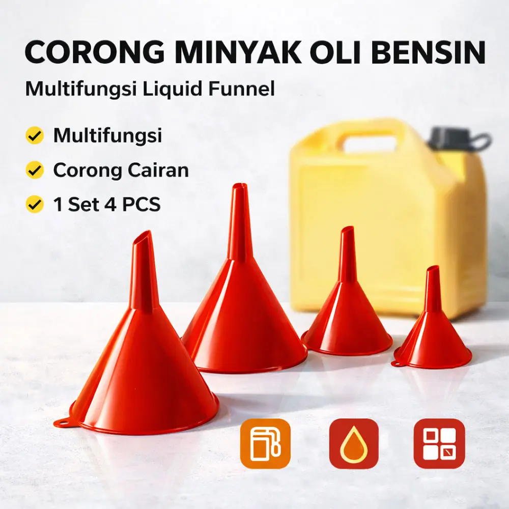 Mutiara Mall - Corong Oli Mobil | Funnel Minyak Serbaguna | Corong Cairan 4 PCS