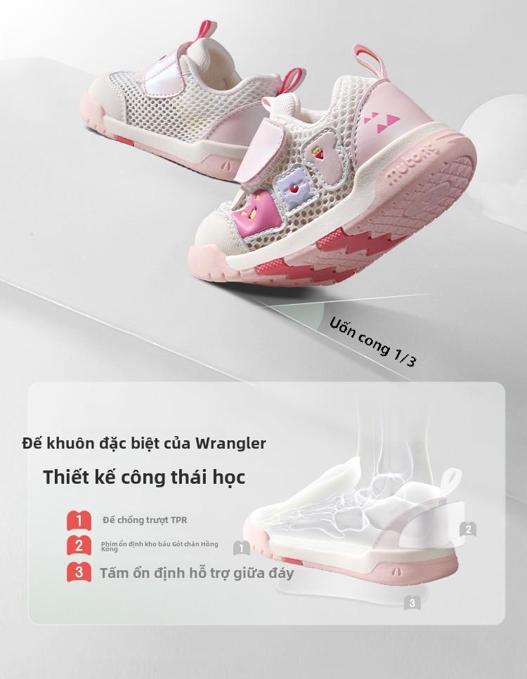 Product Introduction of Giày Em Bé Quái Vật Nhỏ Mutong, Bộ Sưu Tập Mùa Hè 2025, Giày Em Bé Đế Mềm, Dành Cho Bé Trai Và Bé Gái, Lưới Thoáng Khí, EDW2577102 trắng-hồng giày đế bằng 10