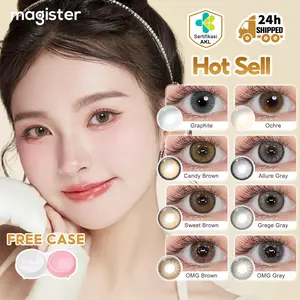 Magister Softlens Minus Kontak Warna Diameter 14.0-14.5mm Gray & Brown Free Case COD Hotsale Ready Stock Sertifikasi FDA Kualitas Terjamin