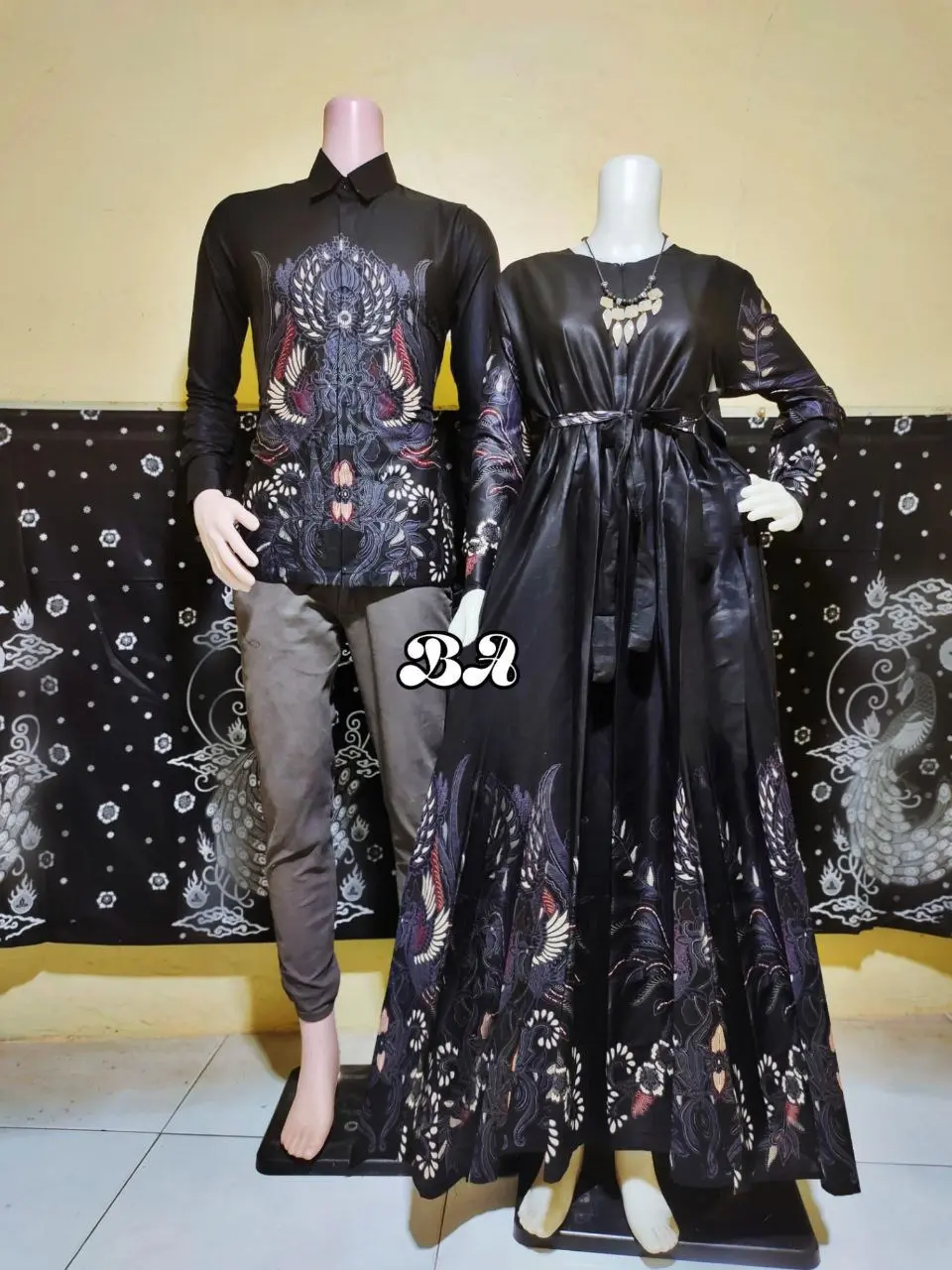 Baju Couple Kemeja Panjang Pria Keren Mix Gamis Cantik Elegan Terbaru Katun Muslim Pasangan Dress Pesta Kondangan Lebaran