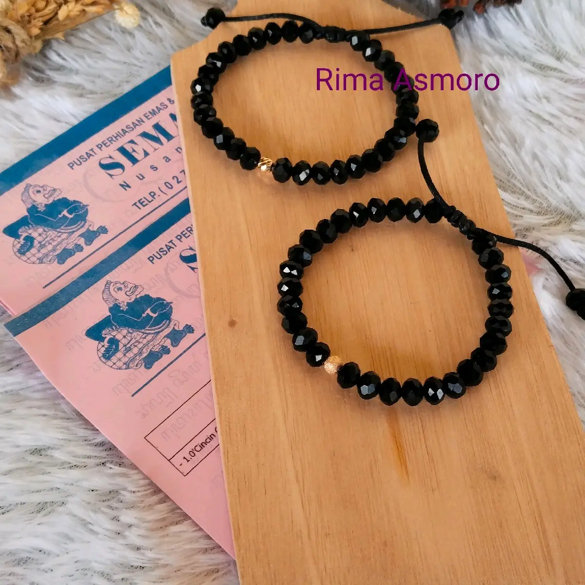 Gelang Ceko Hitam Mrican & Bola Satin 0.1 gram