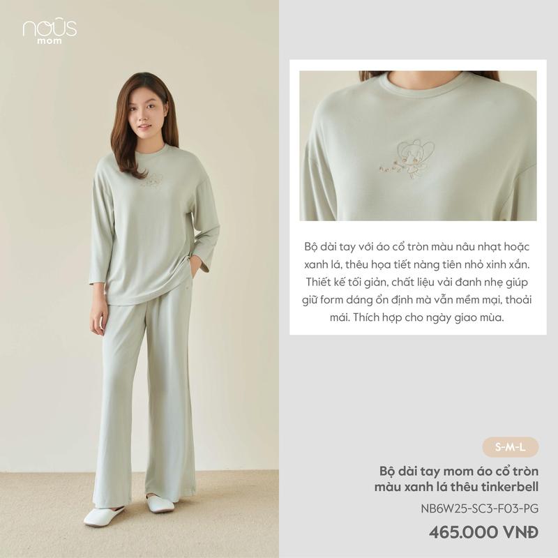 KOL Nous Mom Bộ quần áo dài tay chui đầu phối họa tiết chất liệu co giãn đa chiều thoáng mát BST T9