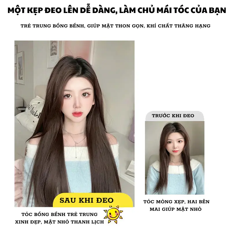 Tóc Giả Nửa Đầu Hình Chữ V, Sao Kim, Kẹp 3 / 4, Tóc Thẳng, Chất Lượng Cao, Tóc Giả Đầy Đủ, Dài 50cm, Thích Hợp Cho Phụ Nữ Để Tăng độ phồng tóc, Chịu Nhiệt Độ 140 Độ Women Wig 2