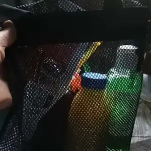 Tempat sabun Mandi Multifungsi Pouch Bag Organizer Traveling Bahan Jaring Hitam Tebal Transparan untuk Keperluan Mandi dan Traveling