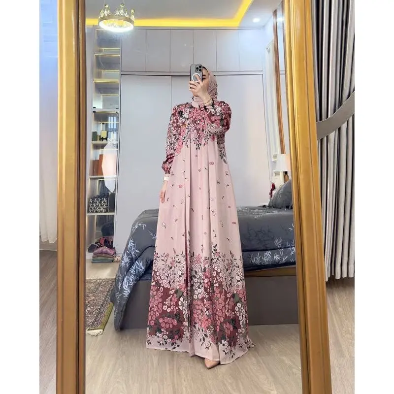 BatikAifa-Gamis Free Hijab Raya Busui Freandly Kancing Depan 3