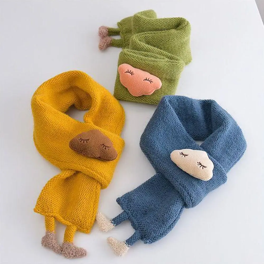 Cute Knit Baby Scarf Cartoon Clouds Neck Wraps Children's Scarf Thick Warm Neck Guards Scarves Autumn Winter