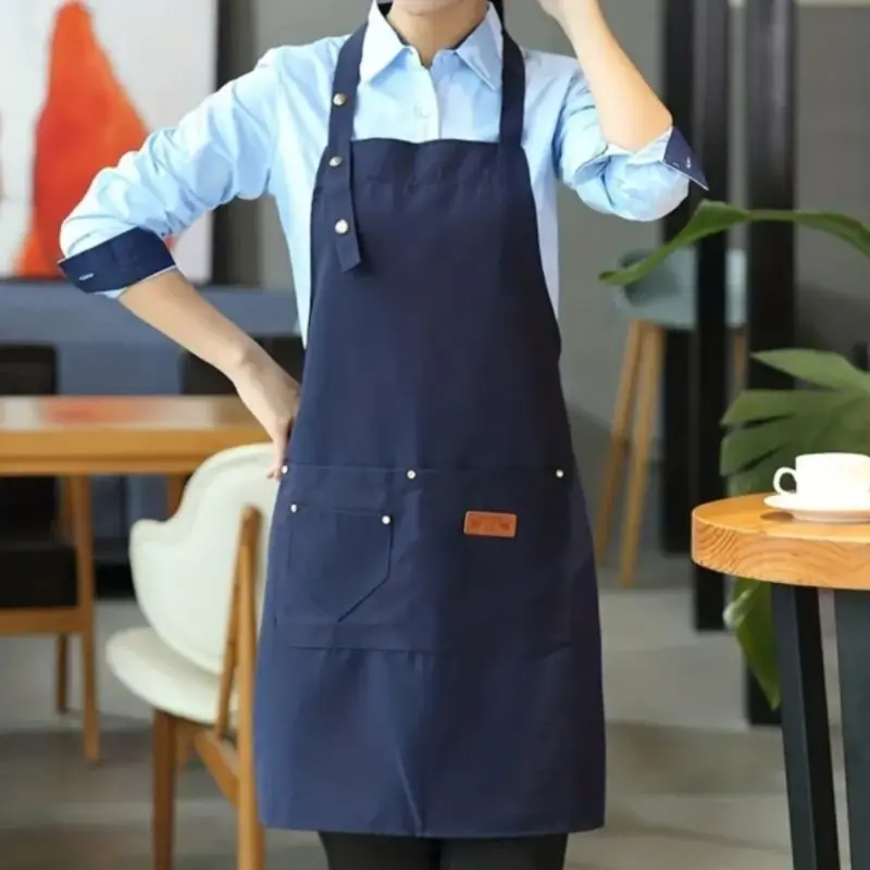 Apron Waterproof Celemek Anti Air Untuk Kerja Pria dan Wanita Barista Hitam 8