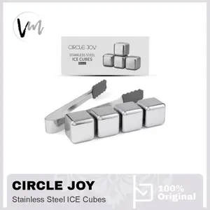 Circle Joy Ice Cube Stainless Steel 4pcs 304 Food Grade Es Batu Wine - Steel Ice Cubes 26x24x32mm Mudah Dibersihkan Rasa Tetap Segar