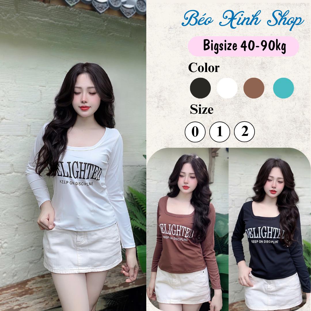 Áo Thun Cổ Tròn In Hình Phối Cổ U Vải Thun Tăm QC Có Bigsize 45- 90 Kg Dễ Thương Nữ Women Top - A.1497