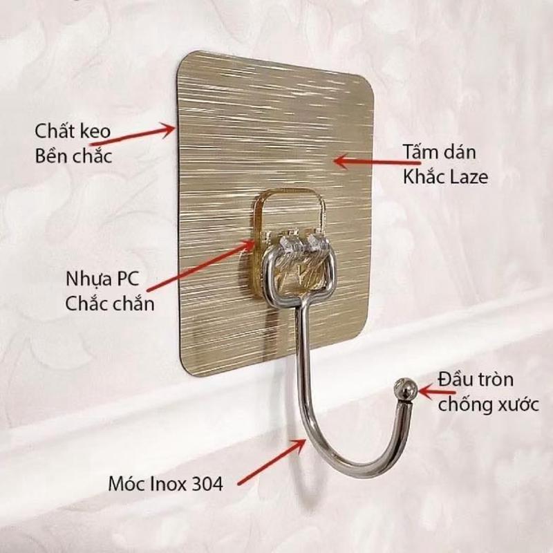 (Combo 50) Móc Dán Tường Inox, Mẫu Mới Dính Siêu Chắc Siêu Chịu Lực Tốt ,Móc Treo Vật Dụng Trong Nhà. 2