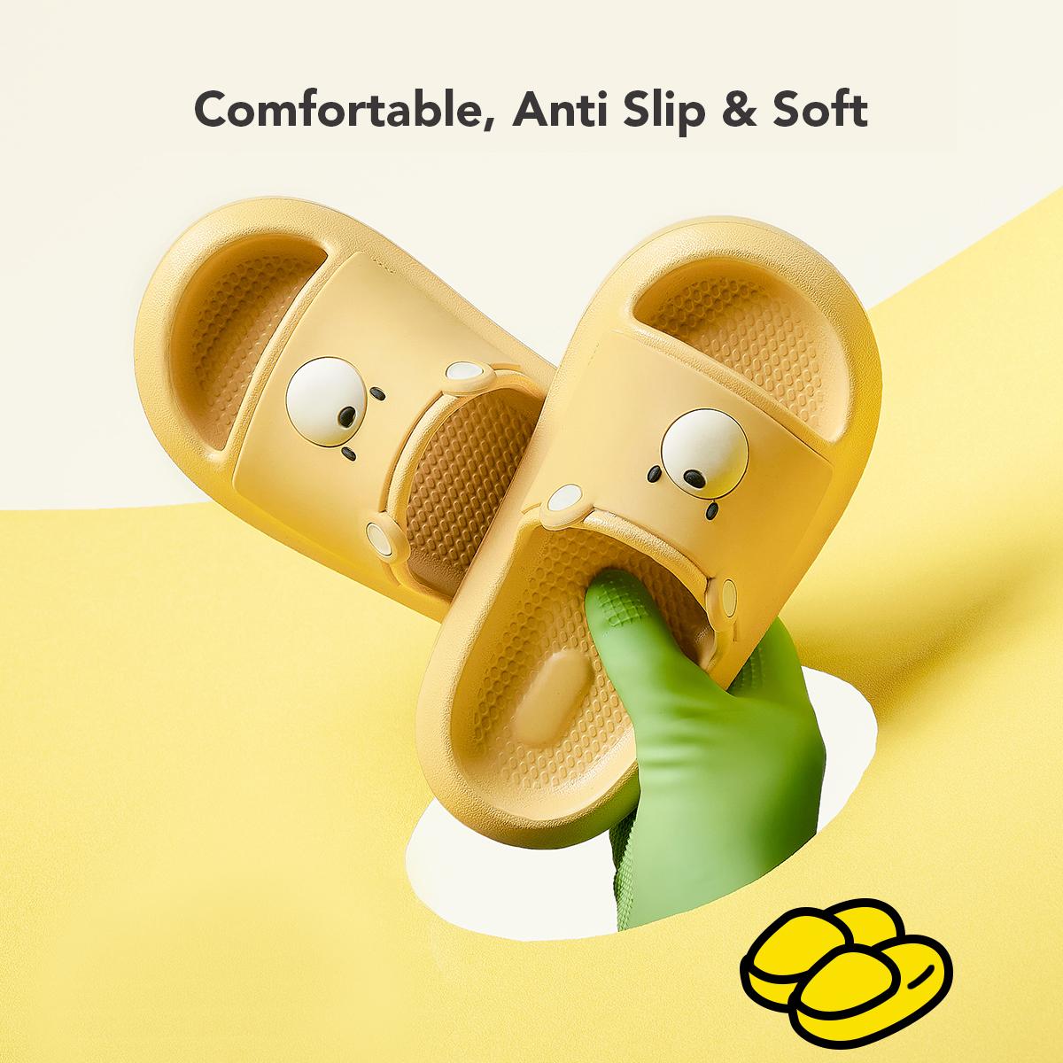 Sakumini Slippers Sandal Kartun Beruang Anti Slip Unisex Footwear Cartoon Bear   Shoes Pink Kuning Beige