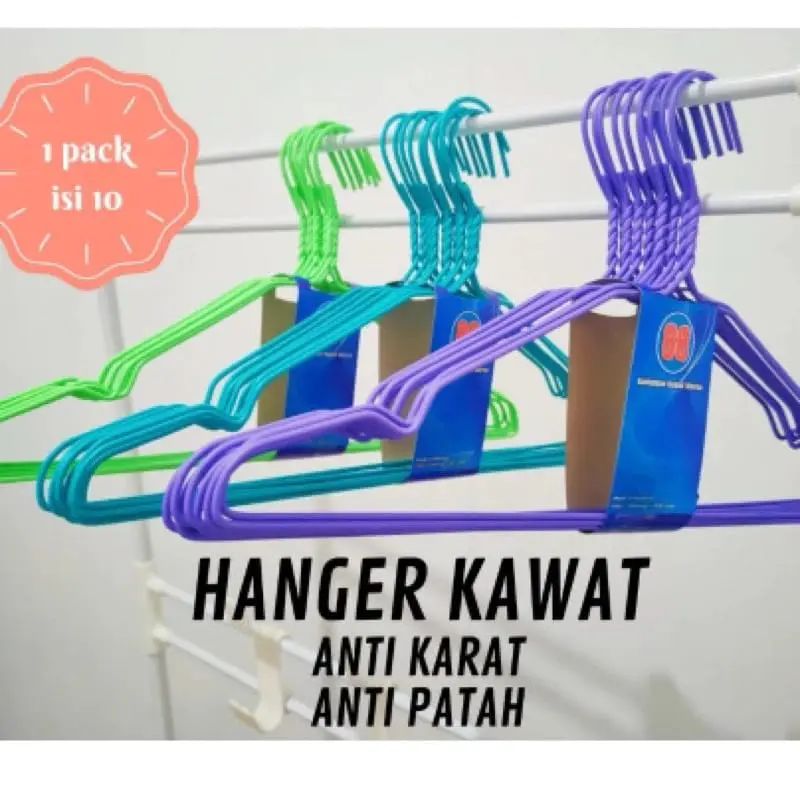 HANGER KAWAT STAINLESS GANTUNGAN BAJU ISI 3 IKAT 30 PCS HANGER KAWAT WARNA 3