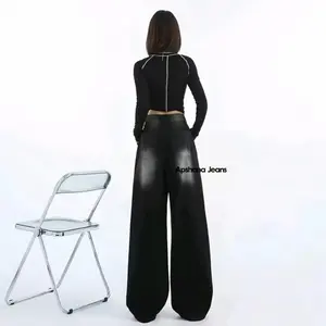 UNISEX Baggy jeans wanita Celana jeans wanita - Celana Loose Jeans Wanita - Koreans Jeans Wanita kulot sweatpants Hitam