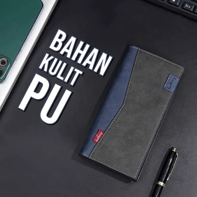 C01 - Dompet Pria - Dompet Panjang Lipat Wallet Cowok Kulit PU Tas Uang Kasual Stylish 2