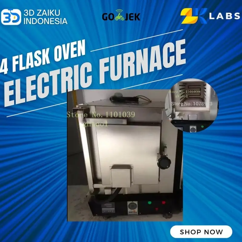 Electric Furnace 4 Flask Oven Burnout Casting Peleburan Perhiasan 0