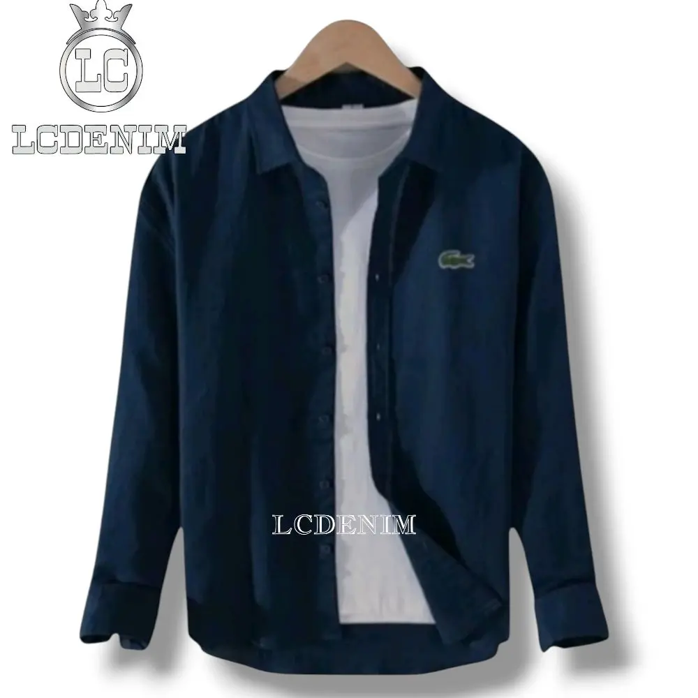 Kemeja LCT Lengan Panjang Pria Dewasa Ukuran S M L XL XXL Kemeja Full Katun Slimfit Distro Polos Baju Casual Navy Cowok