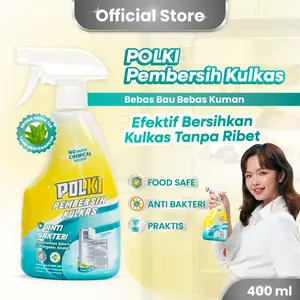 POLKI Pembersih Kulkas 400ml Bebas Bau & Kuman Mengandung Alkohol Organik Food Safe Aroma Green Tea Praktis Tanpa Bilas