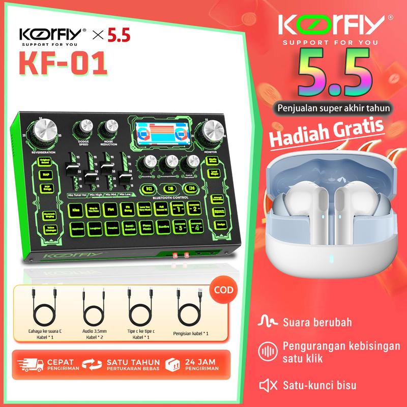 koorfly-KF01 sound card ZX320 mic set Audio Bluetooth External Peralatan Bernyanyi atau siaran langsung dengan headphones dan microphone 1