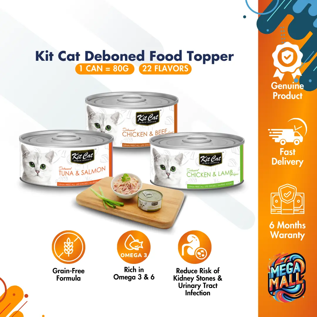 Kit Cat Deboned Food Topper 80g x 1 Can Adullt/Kitten Grain-Free Savory Flavor Meal Enhancer Chicken Tuna Omega-3/6