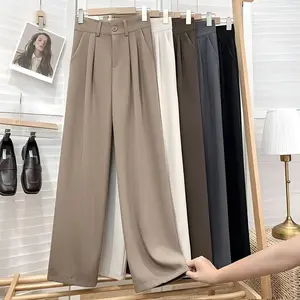 loose pants trousers wanita - celana kulot anti kusut - celana kantor wanita highwaist polyester premium celanakulot Casual Formal Katun Lembut Panjang Kain Kancing