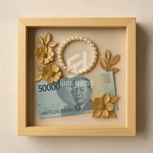 SidsWood [3D20] Bingkai 3D Kayu Akrilik 20x20 cm Bingkai Kayu Untuk Mahar Bingkai 3D Jati Belanda Figura Kayu Frame Mahar Kotak Mahar