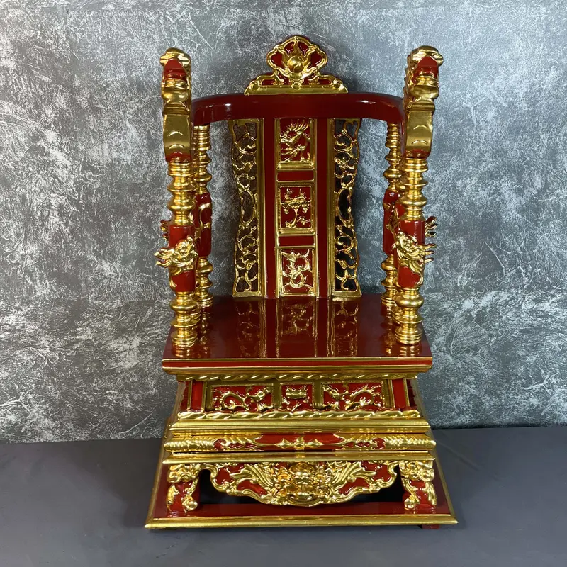 Ngai cột rồng song long bàn thờ sơn son thếp vàng cao 71,85,97cm 2