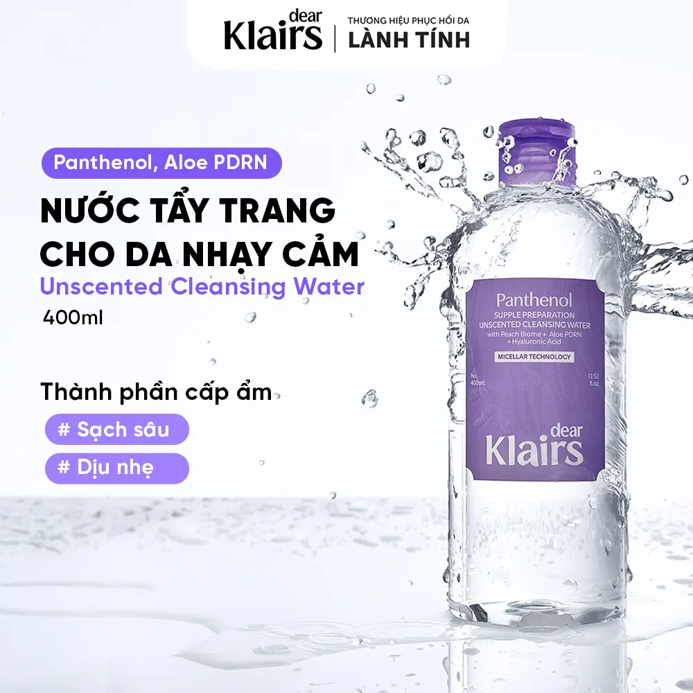 [Hứa Ngân][TẶNG FULLSIZE] Nước tẩy trang Dear Klairs Supple Preparation Unscented Cleansing Water 400ml | BigBuy360 - bigbuy360.vn