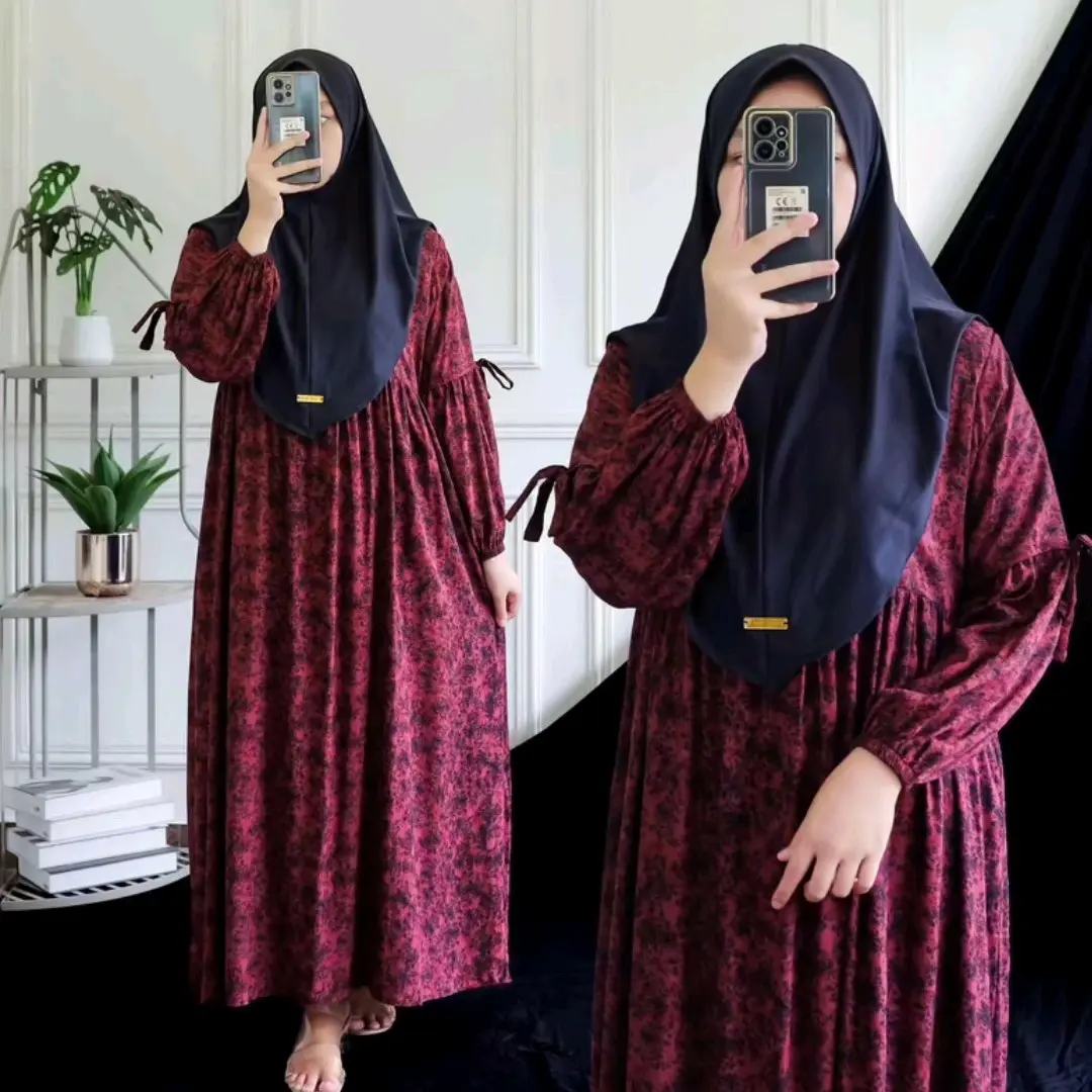 vanessa dress tangan balon set hijab