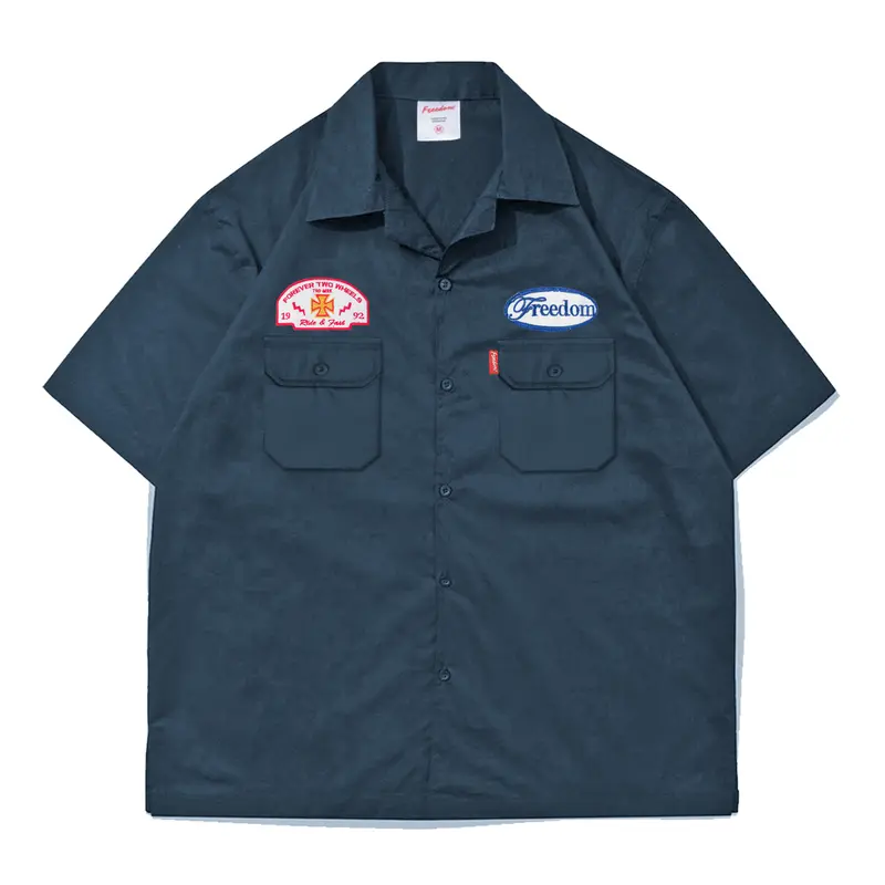 Kemeja Kerja Workshirt Boxy Freedom FRDM dengan Desain Bordir Pria 1