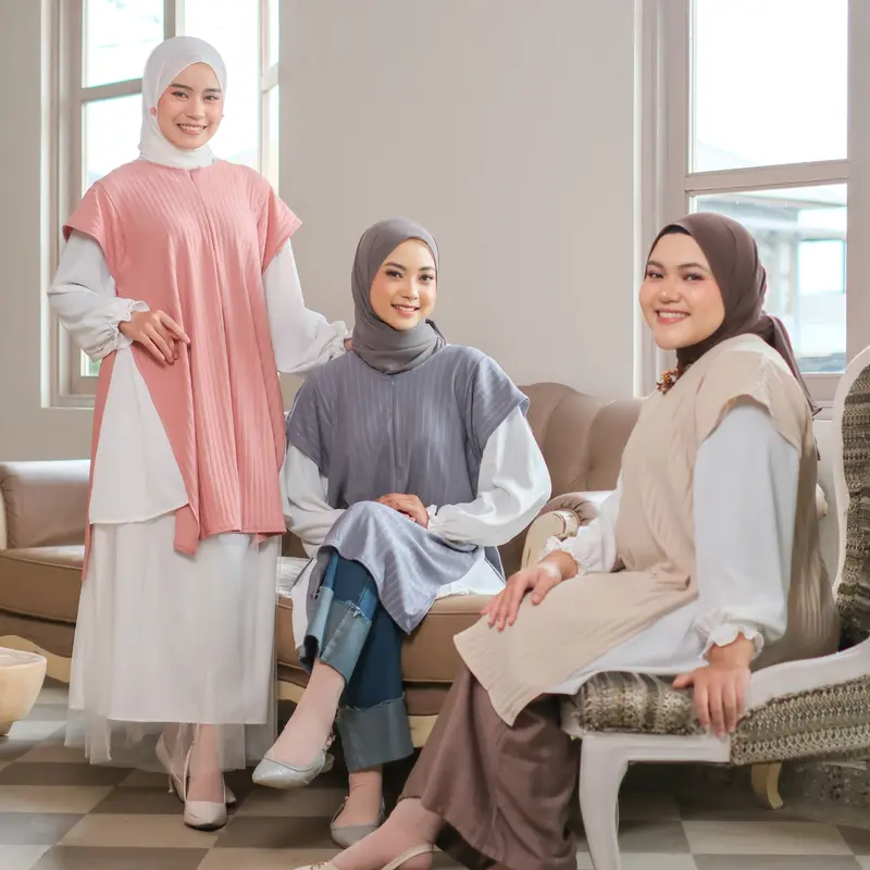 Mybamus Gemma Two In One Tunic - Atasan Muslim Wanita - Atasan Wanita Lengan Panjang - Blouse Kekinian 3