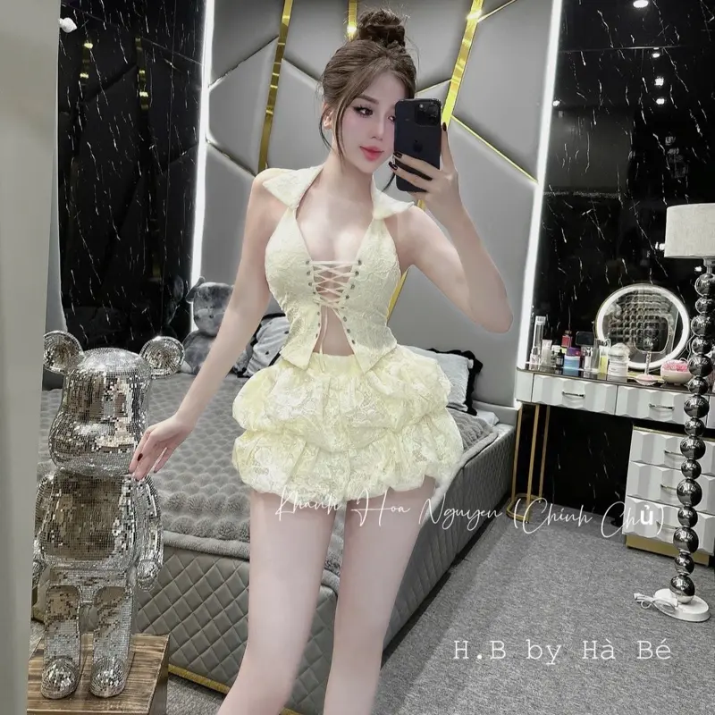 Set Ren Đan Ngực Tùng Bí 2 Tầng Hot Hàng Đẹp Sịn Xuất sắc Ạ