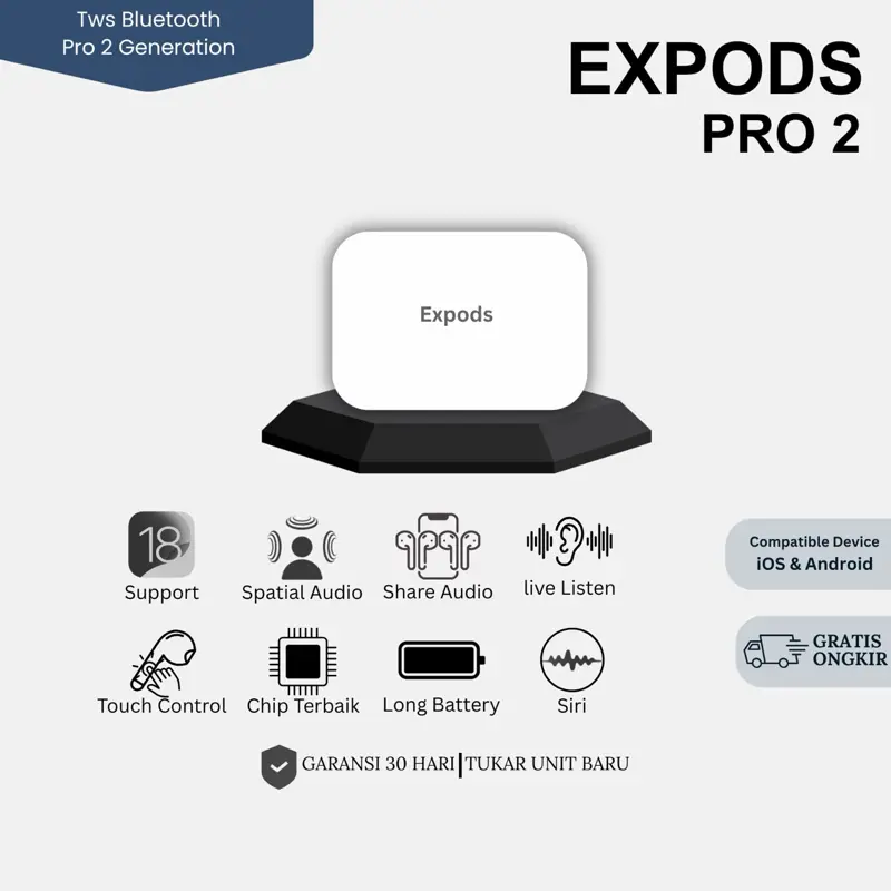 [Expods] Pods PRO 2 Type C TWS Earphone Bluetooth Wireless Charging Case 2024 1