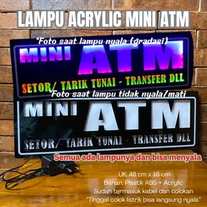 Neon Box Mini Akrilik Lampu Gradasi / Lampu Neon Sign / Neon LED Tulisan Estetik / Lampu Tulisan Penanda Usaha MINI ATM GRADASI
