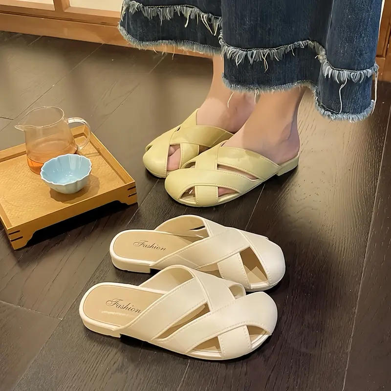 Giày Lười Nữ, Thời Trang Mới Nhất, Thiết Kế khoét lỗ Kiểu Lười, Dép Lê Nữ 2