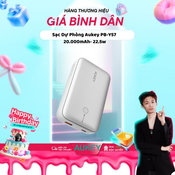  AUKEY Pin Dự Phòng Sạc Nhanh PB-Y57 Spark Mini 20000mAh - 2 Cổng USB-A & USB-C Power Delivery 20W Quick Charge 3.0 Thiết Kế Nhỏ Gọn Bảo Vệ An Toàn Hiển Thị LED - Hàng Chính Hãng 