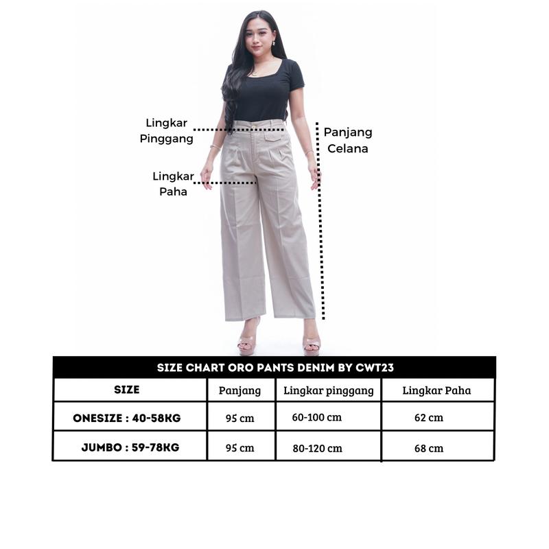 Product Introduction of outfit celana oro pants jeans denim Highwaist Loose Anti Kusut Panjang Casual Wanita 0