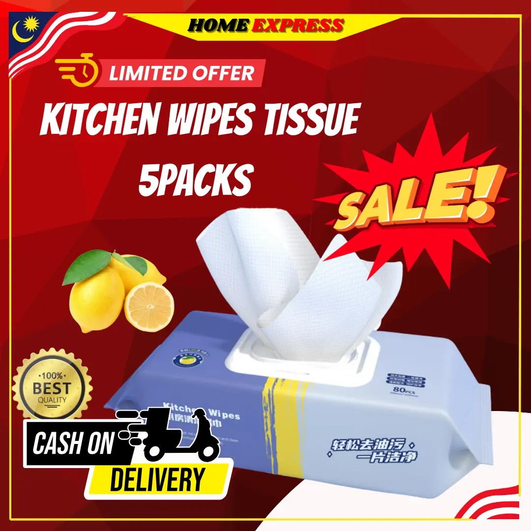 Home Express (READY STOCK) 80pcs Kitchen Cleaning Wipes Kitchen Wipes Pembersih Dapur mini wipetissue