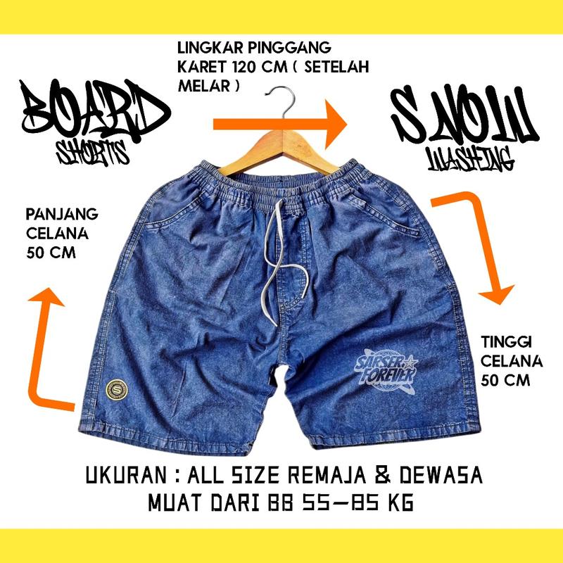 Product Introduction of Celana Jeans Pendek Pria Boardshort Jeans Denim Tebal Snow Dark Blue Light Grey Surfing Slim Santai Pantai Nyaman Outdoor Fit 6