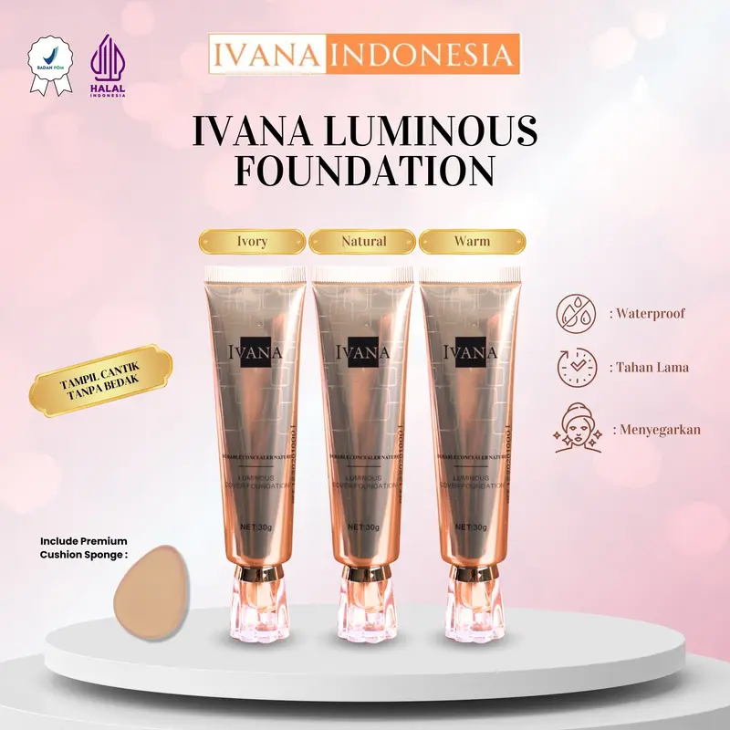 Mirukaku Ivana Waterproof Foundation Full Coverage Anti Air dan Tahan Lama Untuk Kulit Kuning Langsat Sawo Matang 0