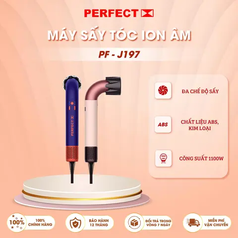MÁY SẤY TÓC ION ÂM PERFECT PF-J197 (HÀNG CHÍNH HÃNG - BẢO HÀNH 12 THÁNG)