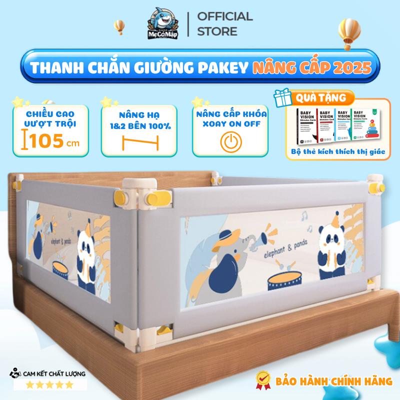 [Ưu Đãi Sốc] Thanh Chắn Giường Pakey Nâng Hạ Dạng Trượt Dễ Dàng ,Thanh Chắn Giường Cho Bé Có Khóa Xoáy 2 Chiều, Bọc Xốp An Toàn