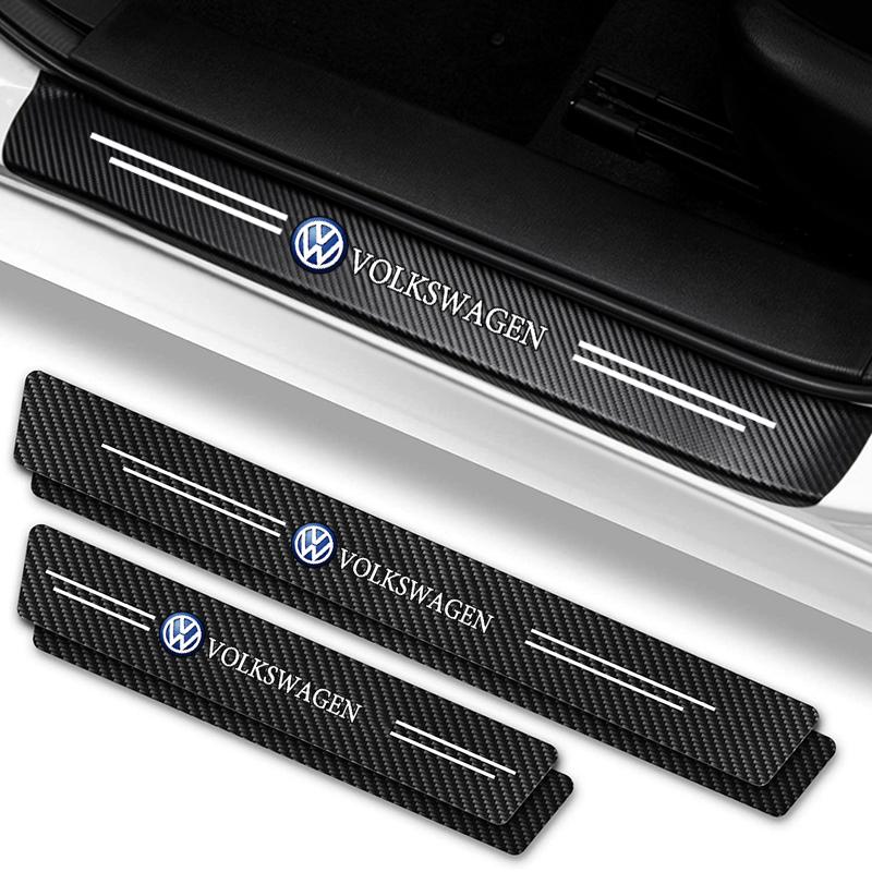 Product Introduction of Suitable for Volkswagen Passat Tiguan Golf Tourrag Lavida Car Door Sill Sticker Anti-Scratch Carbon Fiber leather Sticker Trunk Protector Stickers 4