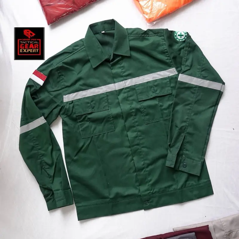 Kemeja safety first 01 kemeja lapangan kemeja kerja baju kerja proyek Pria Wanita Dewasa Panjang Katun 6