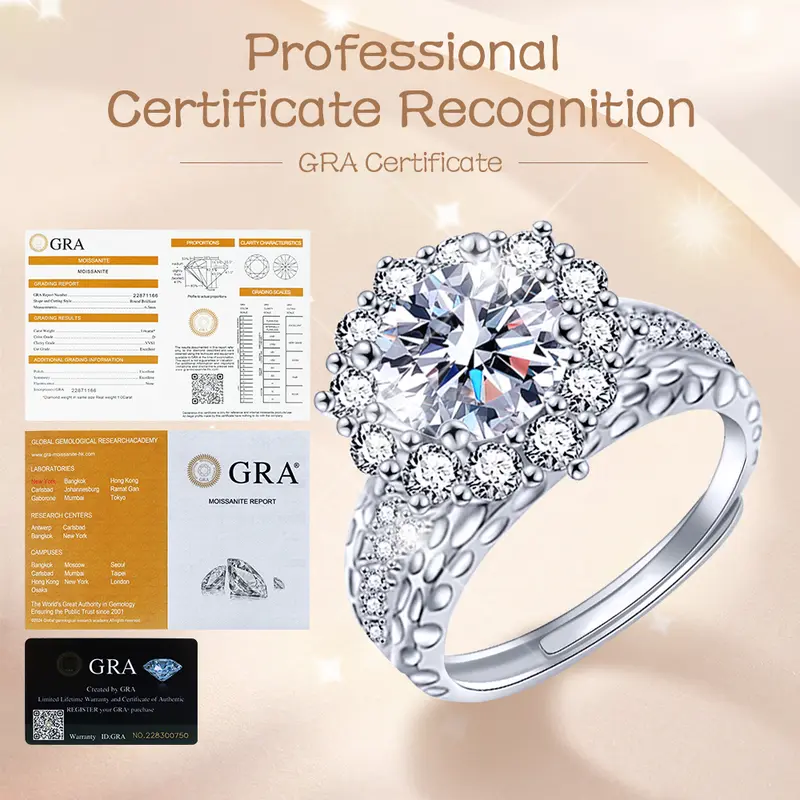 【003Harga telah dibanting, segera di CO】Chard Wake Cincin Wanita Berlian Perhiasan Tunangan Ukuran Bebas 2 Karat Cincin Cewek  CWR021 4