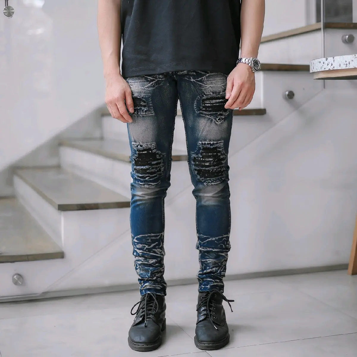 VIRREL.ID " BLUE INDIGO " Celana panjang Pria skinny - Jeans sobek - Denim Ripped