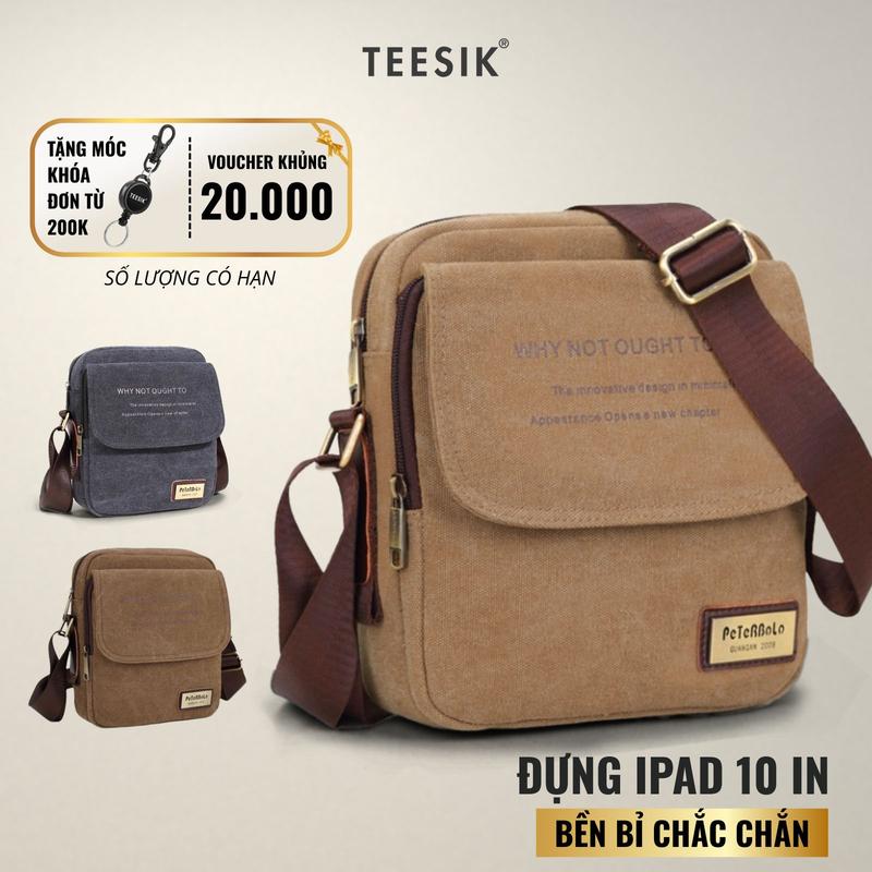  Túi đeo chéo nam TEE SIK túi chéo nam vải bố canvas đựng ipad 10 inch nhiều ngăn bag đeo vai TS41 