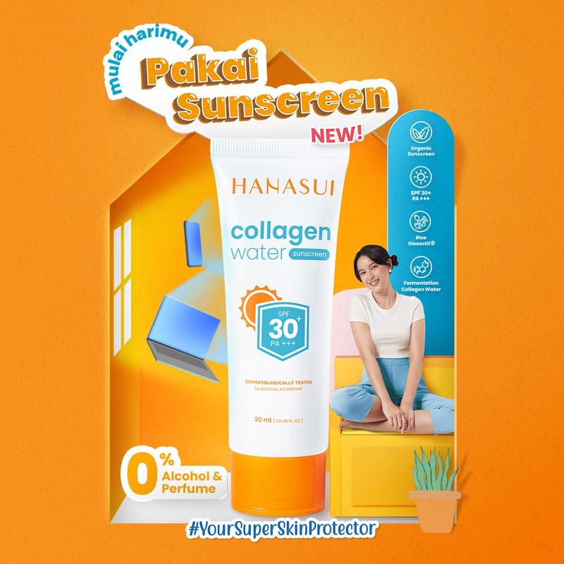 Hanasui Collagen Water Sunscreen SPF 50 PA++ SPF 30 PA ++/HANASUI Collagen Water Sunscreen 30ml BPOM 3