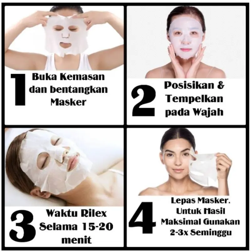 Isi 20 Pcs Masker Wajah Facial Sheet Mask Memutihkan & Melembutkan Wajah HPS / Masker Muka Masker Wajah Organik Pemutih dan Glowing Face Mask Masker Organik Viral Masker Komedo dan Jerawat Masker Wajah Korea Masker Wajah Murah Pria Wanita Skincare Alami 1