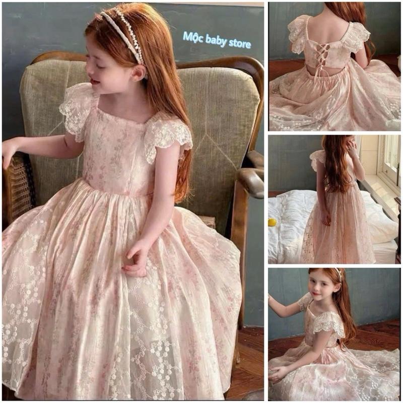  MỘC BABY STORE v30 Váy Tiểu Thư Bé Gái Hở Lưng Đan Dây Chất Voan Mềm Lót Lụa Xinh Xắn Mềm Mại 12-38kg Váy Dài Maxi Qua Gối Thiết Kế Tinh Tế 